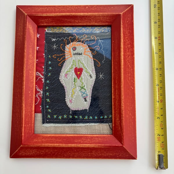 Voodoo doll textile art