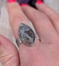 Sterling Silver Plume Agate Ring - UK Size O - JBJ4026