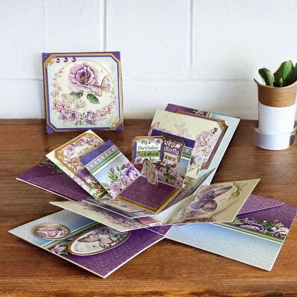 3D Birthday Butterfly Wishes Pop Up Exploding Box Card.