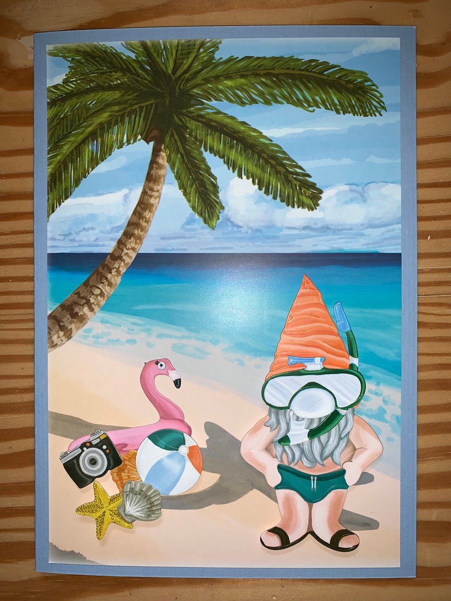 Fun Summer Snorkel Gnome A5 Greetings Card