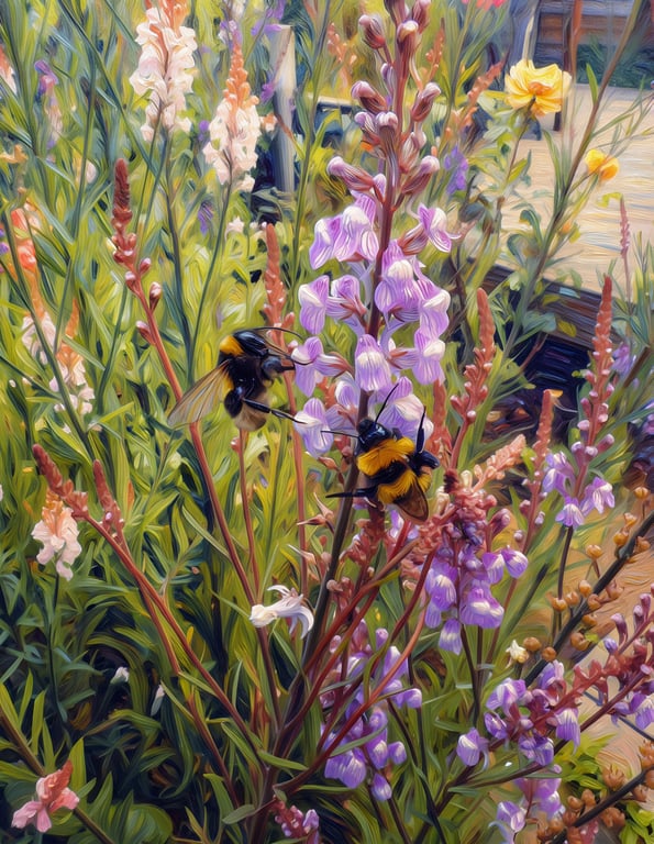 A5 Greeting Card Bees In The Garden 
