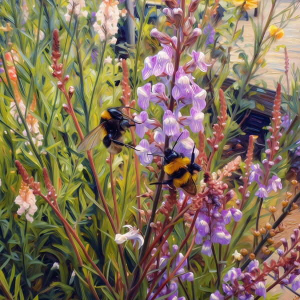 A5 Greeting Card Bees In The Garden 