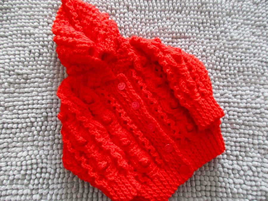 16" Red Aran Jacket with Hood