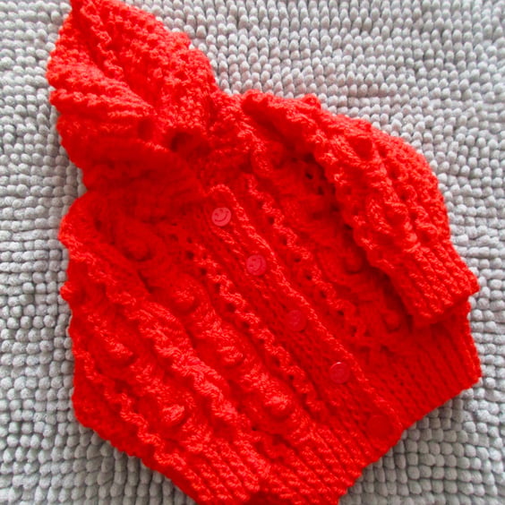 16" Red Aran Jacket with Hood