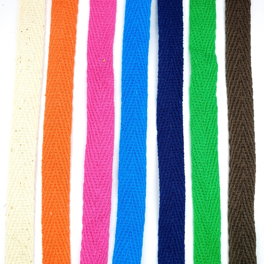 1m 10mm 100% Cotton Ribbon Herring Bone DIY Sewing Fabric Crafts