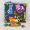 Small purse, coin purse, cats.