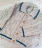 Hand Knitted Basket Weave Patterned Children's Cardigan with Collar - Image 1