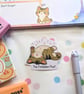 The Forbidden Floof Cat Sticker, Fluffy Tabby Belly Decal, Laptop Workspace