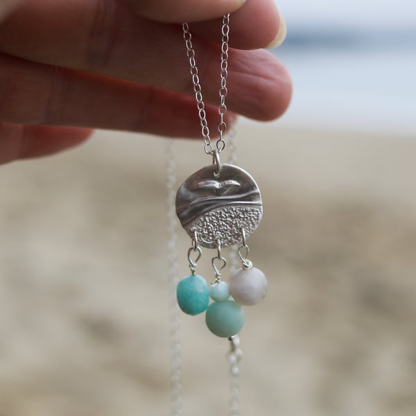 Delicate Seascape necklace with turquoise beads