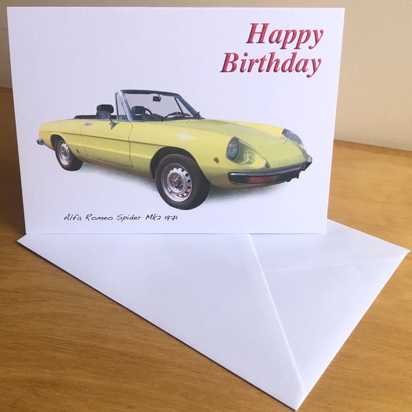 Alfa Romeo Spider Series 2 1971- Birthday, Anniversary, Retirement or Plain Card