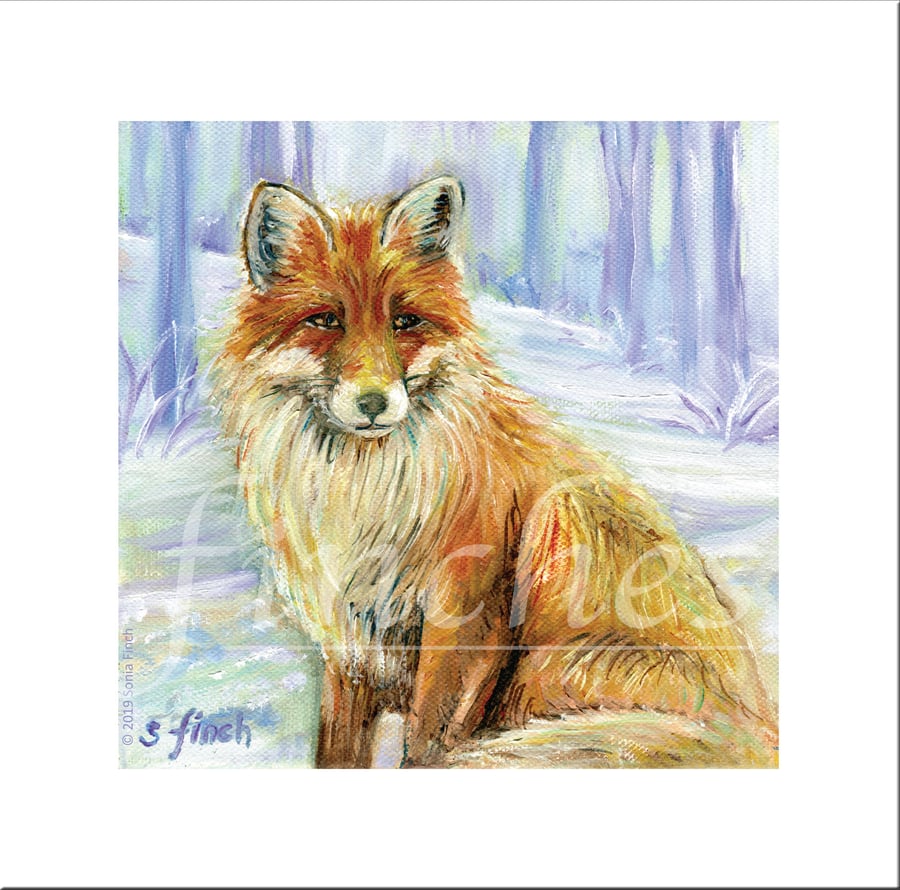 Spirit of Fox- Blank Greeting Card with nature spirit totem message