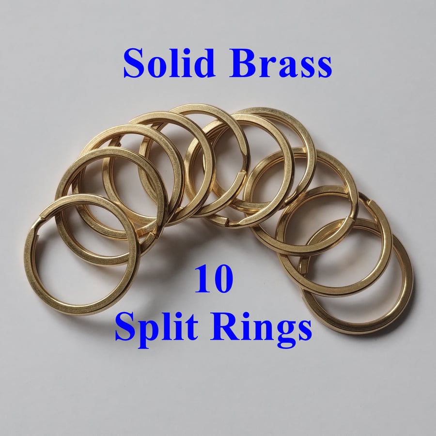 10 Solid Brass Split Rings Flat Profile 30mm Diameter 