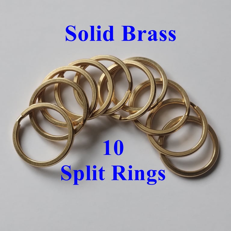 10 Solid Brass Split Rings Flat Profile 30mm Diameter 