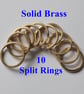 10 Solid Brass Split Rings Flat Profile 30mm Diameter 