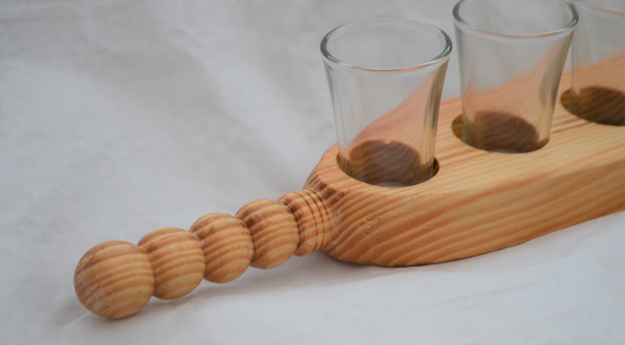 Shot glass server with glasses