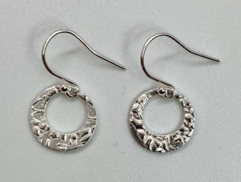 Handmade silver circle earrings