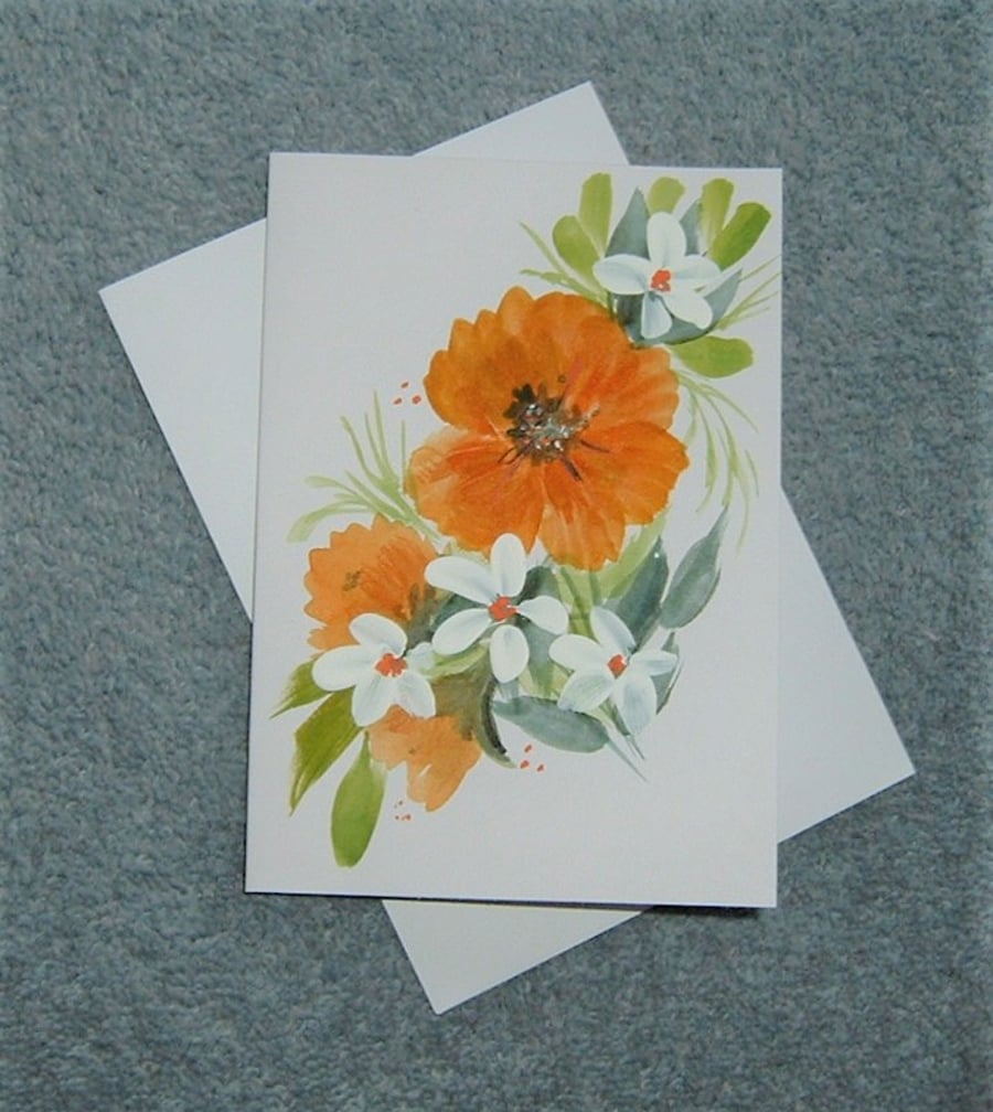 original art hand painted blank greetings card ( ref F 839 J3 )