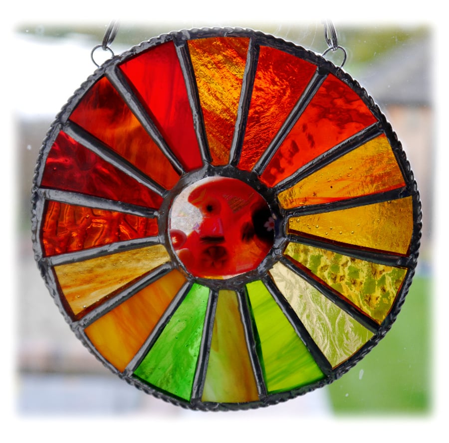 RESERVED Autumn Equinox Suncatcher Stained Glass Handmade 006