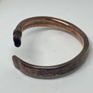  Copper Bangle forged and beaten with Black Agate inset