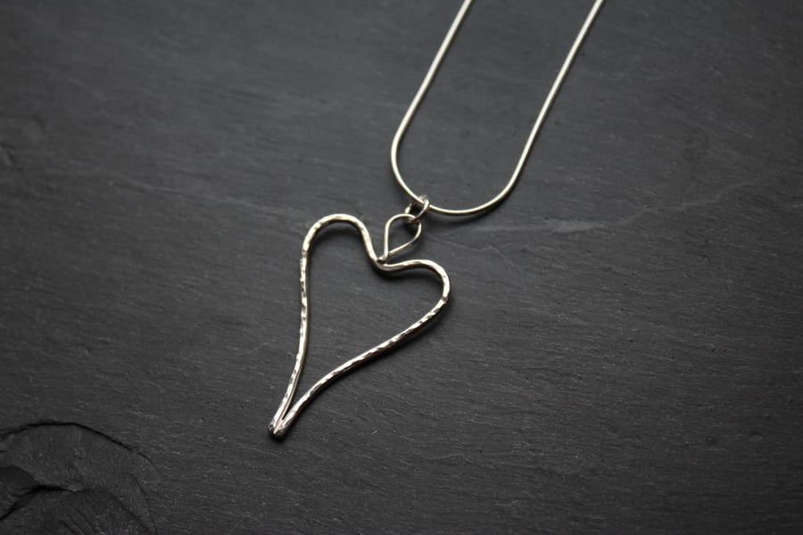 Hammered Silver Heart Pendant