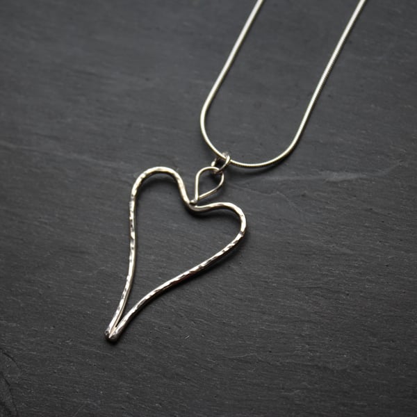 Hammered Silver Heart Pendant