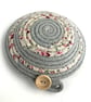 Small Grey Rope Bowl with Pink Floral Fabric Trim - Image 3