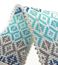 Handmade Miyuki Delica Loomed Bracelet in Blue, Grey & Silver with Frill Edge - Image 6