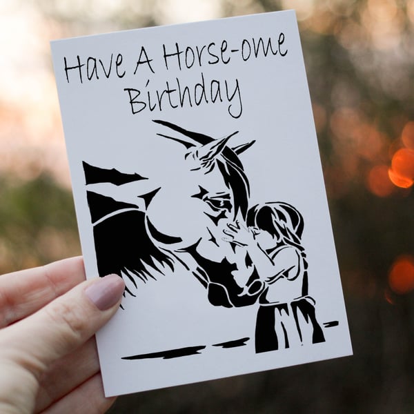 Horse Birthday Card, Horse & Girl Birthday Card, Card for Birthday
