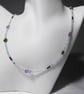 Pisces Gemstone Necklace with Rubies, Amethyst, Jade and Aquamarine