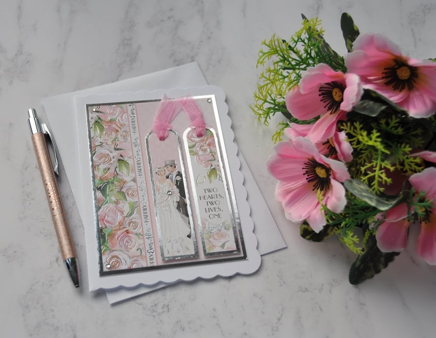 Wedding Card Happily Ever After Art Deco Wedding Couple Luxury Handmade Card