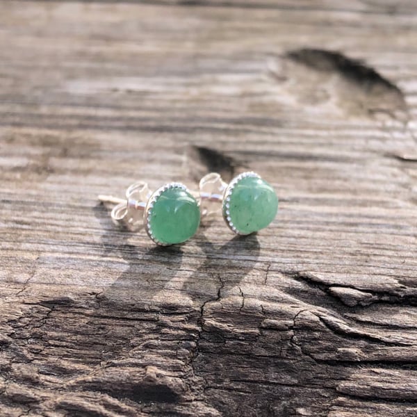 Aventurine Sterling Silver Stud Earrings