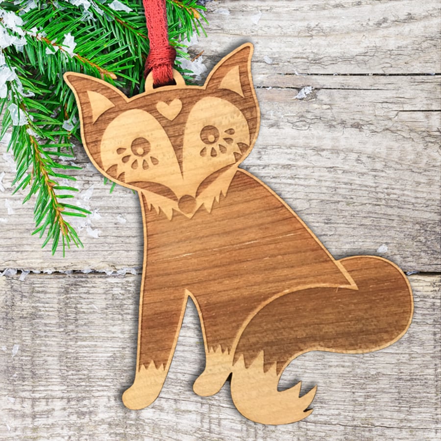 Scandinavian Christmas Tree Decoration - fox ornament - folk art decoration