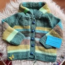 Woodland Green hand knitted baby Hoody
