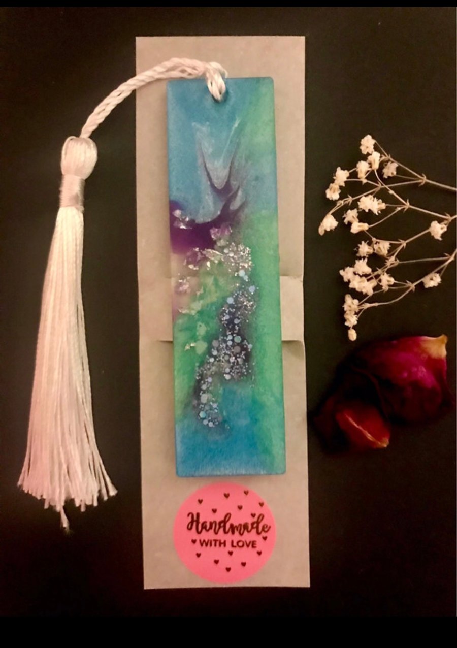 Handmade Hand Painted 'Ice Dance' Bookmark