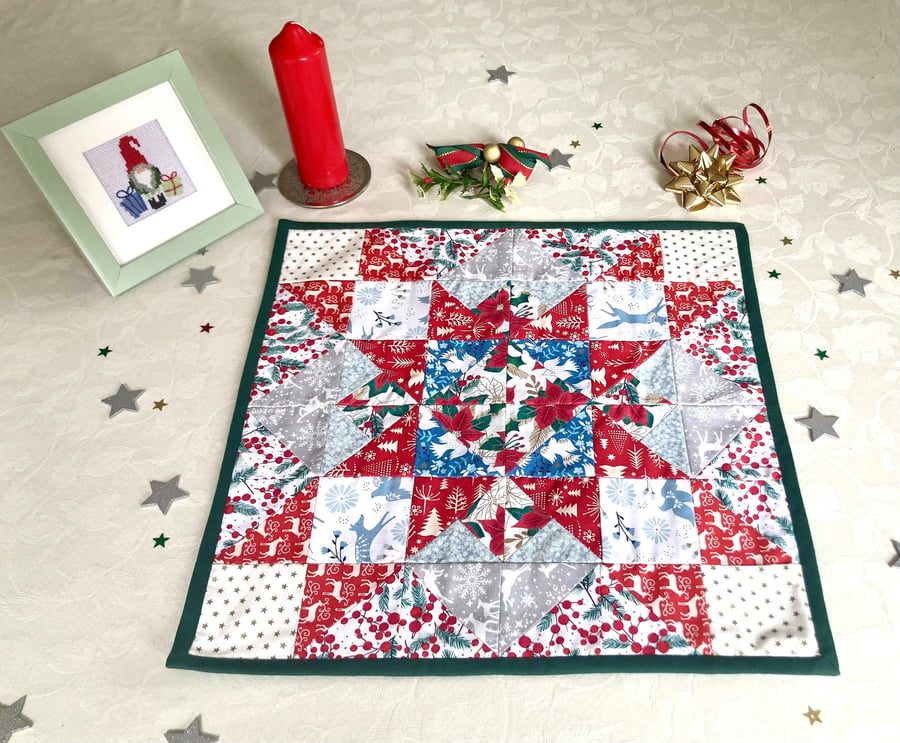 Square Christmas Table Runner scandi style fabrics