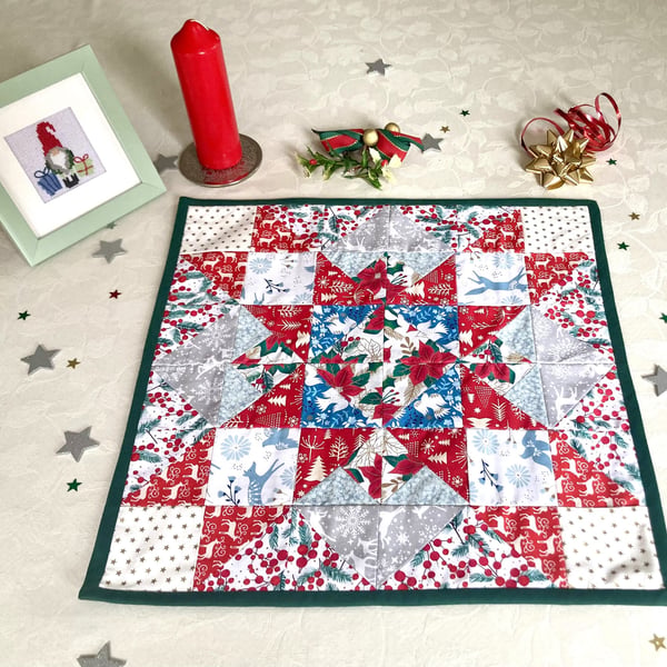 Square Christmas Table Runner scandi style fabrics