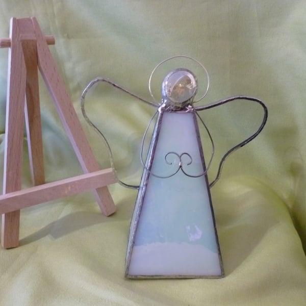 Hand made free standing angel - white irridescent