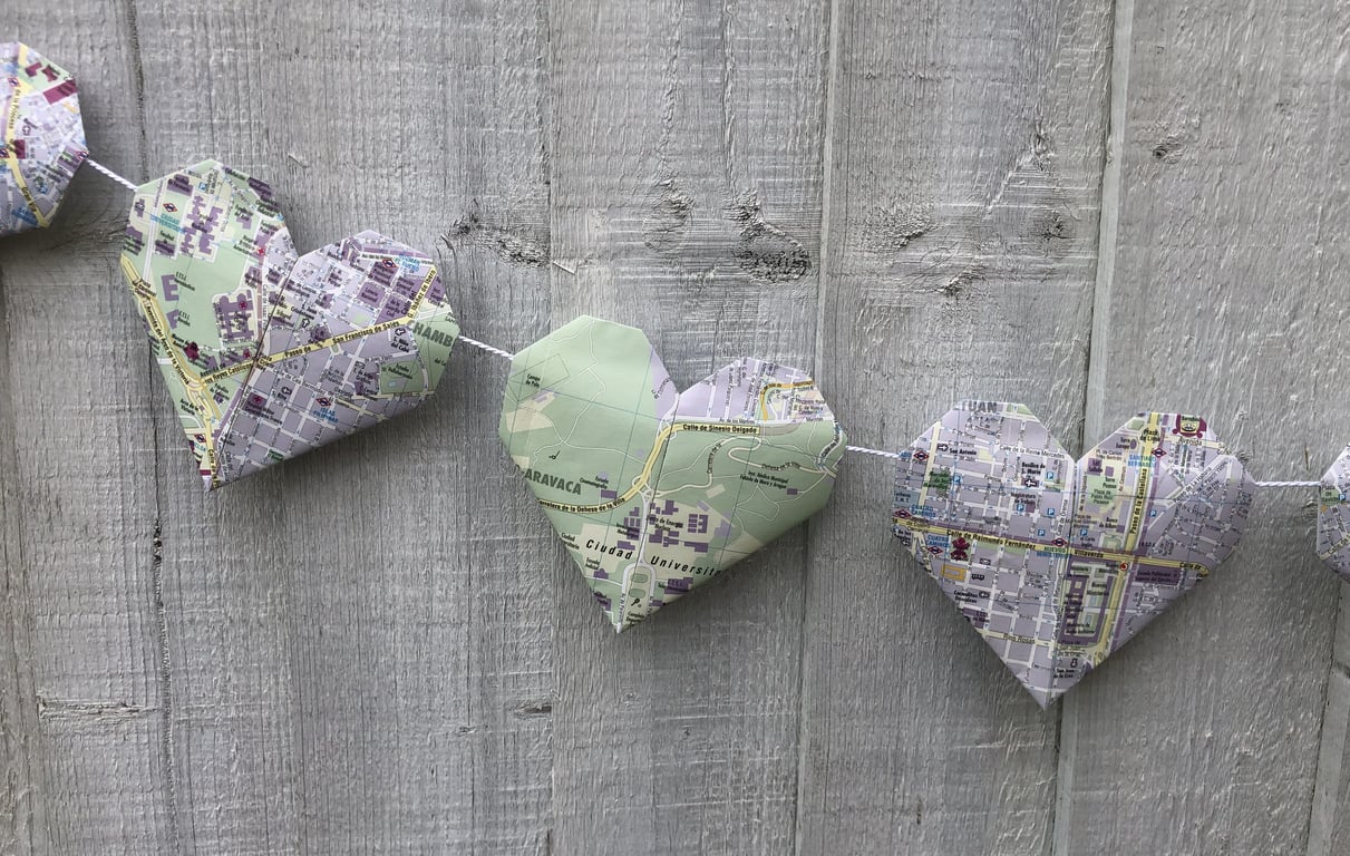 Love Madrid paper loveheart bunting garland
