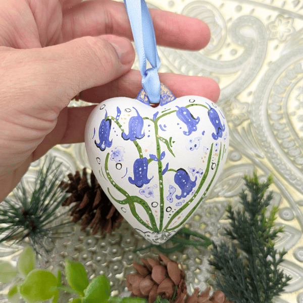 Bluebell hand-painted ceramic Christmas bauble