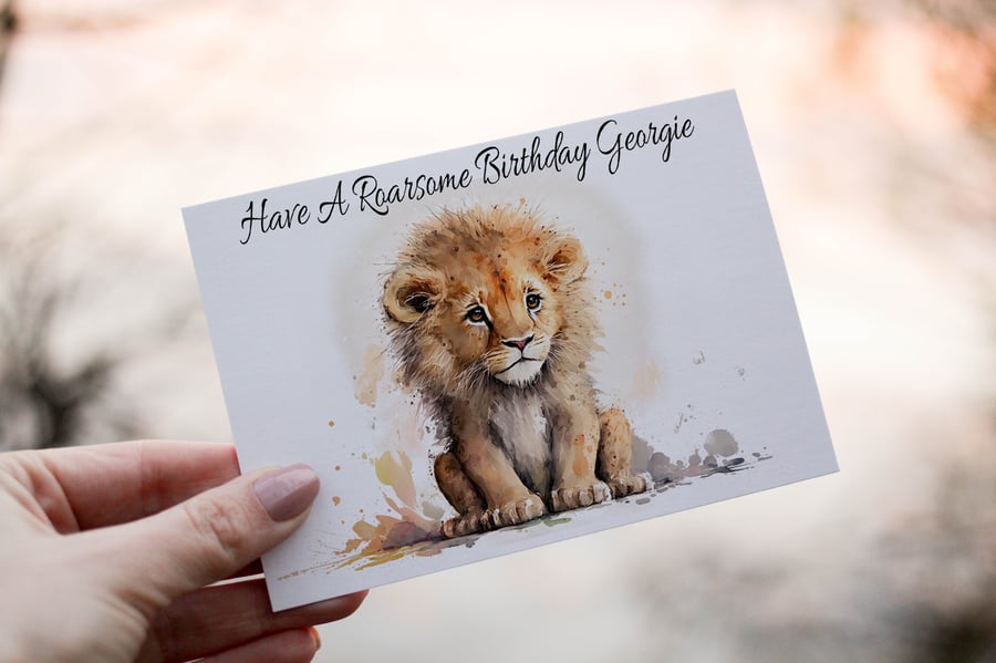 Lion Birthday Card, Lion Birthday Card, Personalized Card, Pride Greeting Card