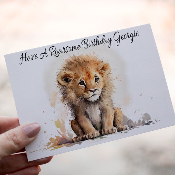 Lion Birthday Card, Lion Birthday Card, Personalized Card, Pride Greeting Card