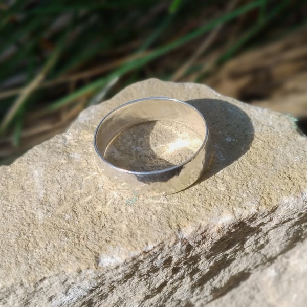 Handmade 999 Fine Silver Ring – Slightly Hammered Finish