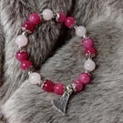 Strawberry & Rose Quartz with Sterling Bracelet