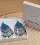 Sterling silver beaded fringe earrings, boho fringe, festival (EAR-0004) - Image 3