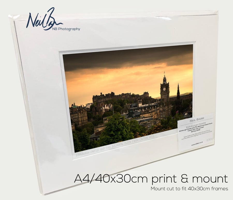 Edinburgh Castle from Calton Hill Scotland - A4 (40x30cm) Unframed Print