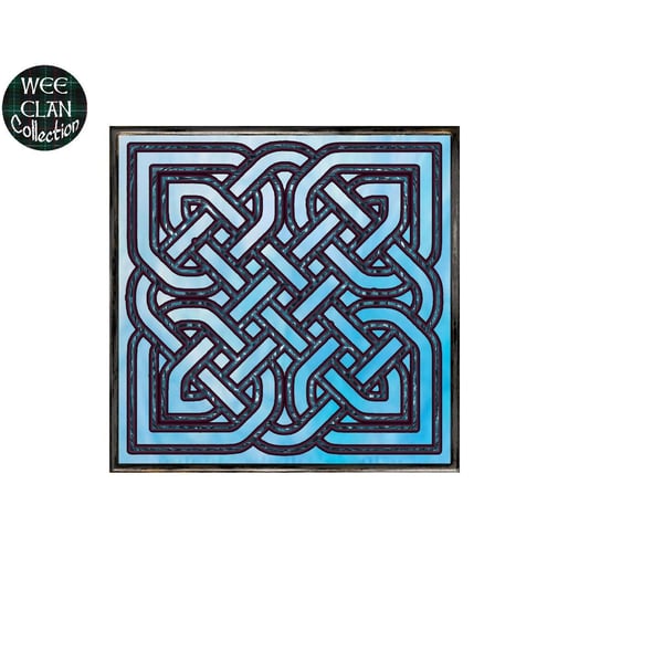 Celtic Inspired Pale blue glass metal square Vinyl Sticker For Phone, Laptop, Ta