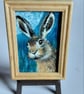 Moonlit Hare Miniature Original Oil Painting Dollhouses and Small Spaces 