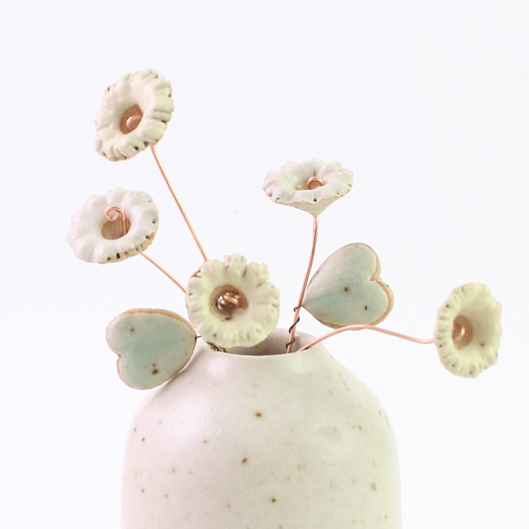 White and Yellow Ceramic Wildflower Bouquet