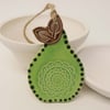 ceramic Folk art style green pear decoration