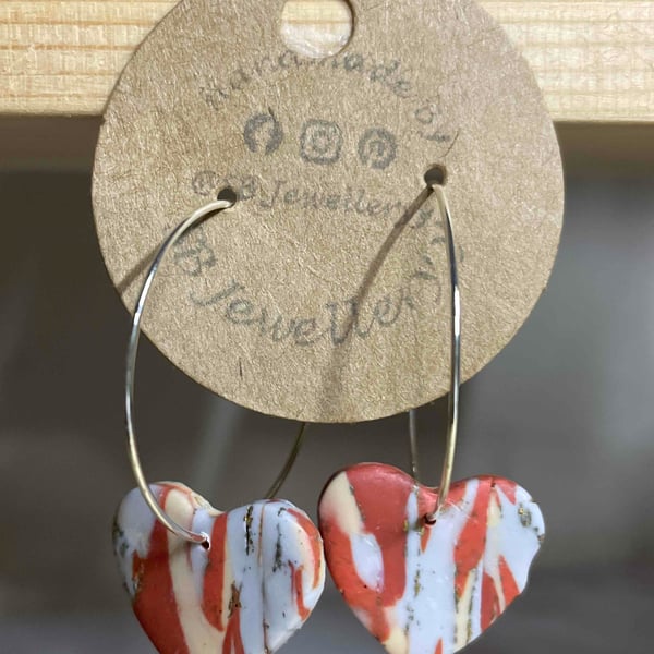 Handmade Polymer Clay Autumn Earrings (30mm Hoop)